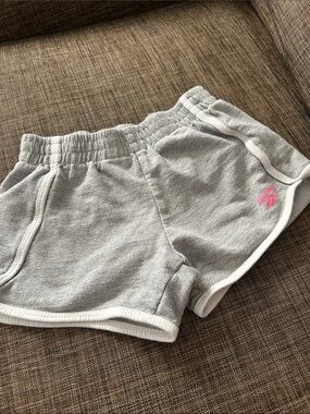 🔥 5/$25 - Girls' Gray Terry Runner Shorts with Pink Accent